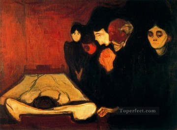 Expresionismo Painting - por la fiebre del lecho de muerte 1893 Edvard Munch Expresionismo